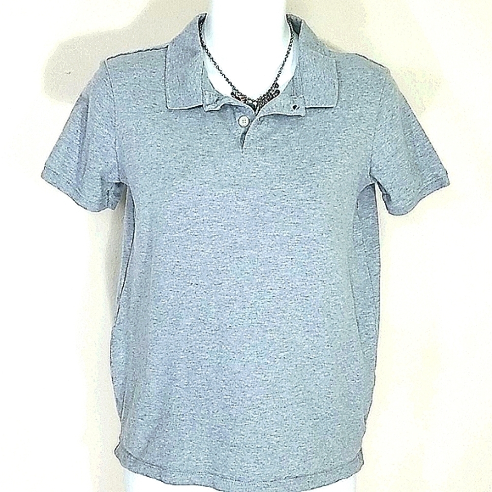 Polo shirt collared Gray stretch short sleeve